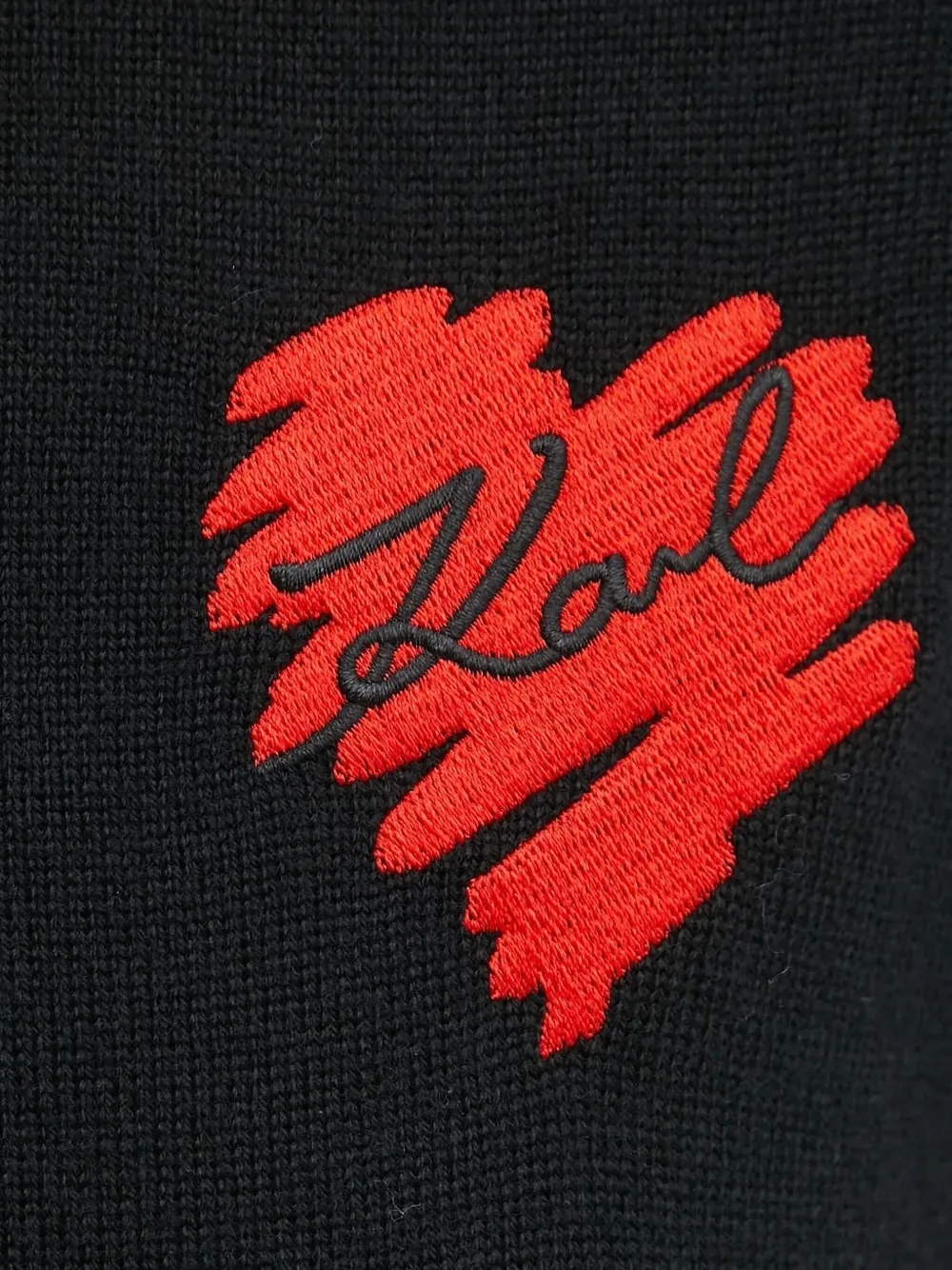 Karl Lagerfeld Heart-embroidered Sweater In Black