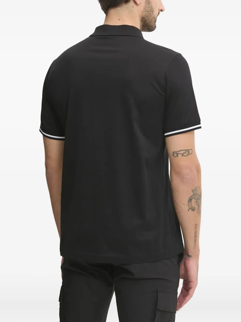 Karl Lagerfeld Poloshirt met logo-applicatie en halve rits Zwart
