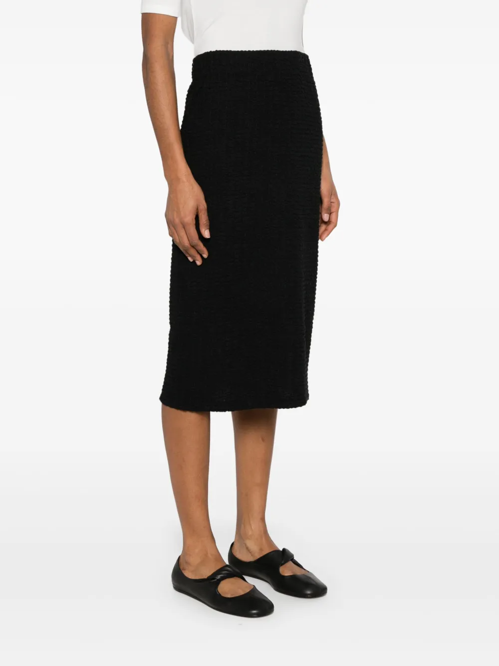Shop Vince Smocked Midi Skirt In Black