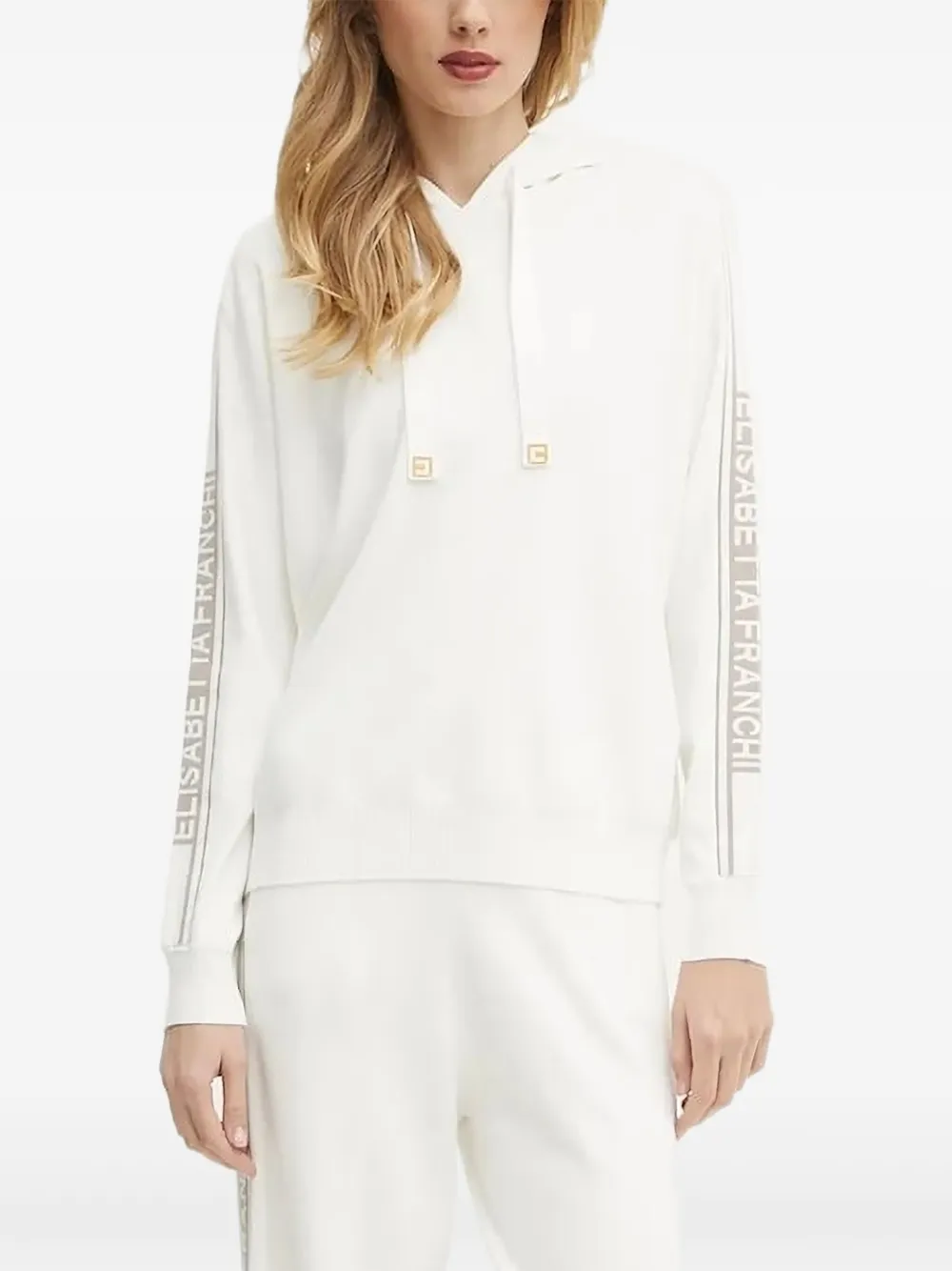 Elisabetta Franchi Long Sleeve Sweatshirt In White