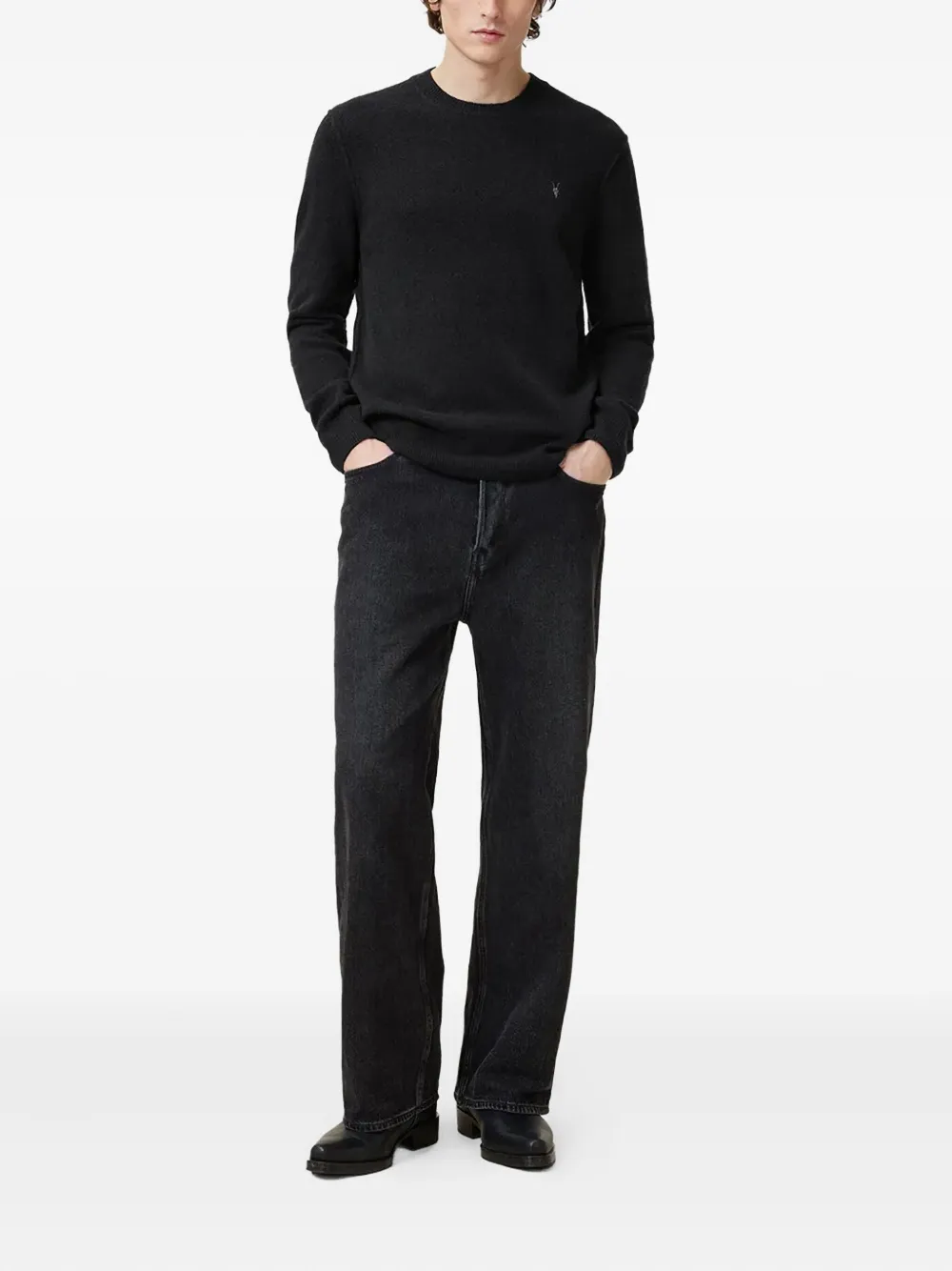 AllSaints logo-embroidered jumper - Zwart
