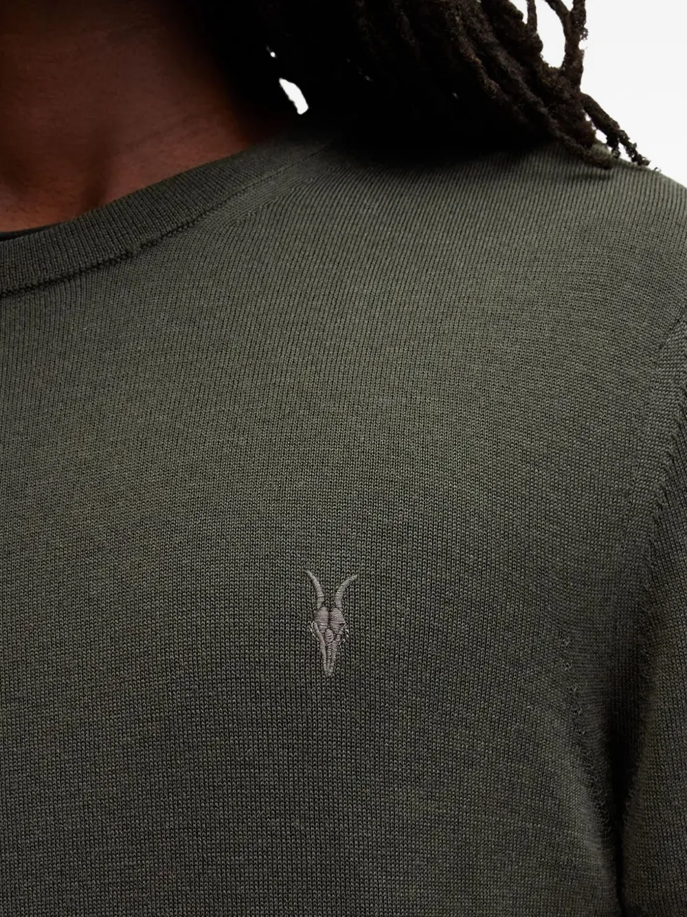 AllSaints Sweater met borduurwerk en ronde hals Groen