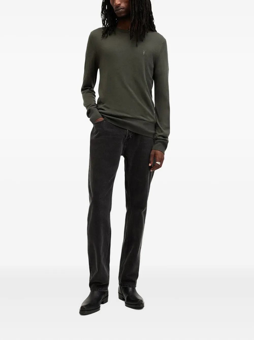AllSaints Sweater met borduurwerk en ronde hals - Groen