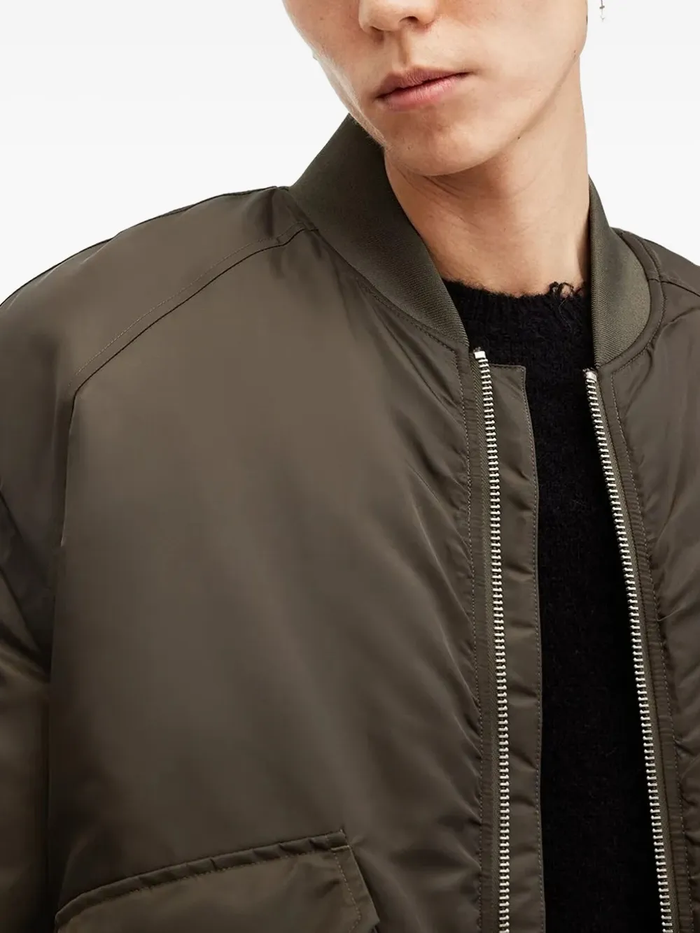 Allsaints Hawk Insulated Nylon Bomber Jacket In Brown