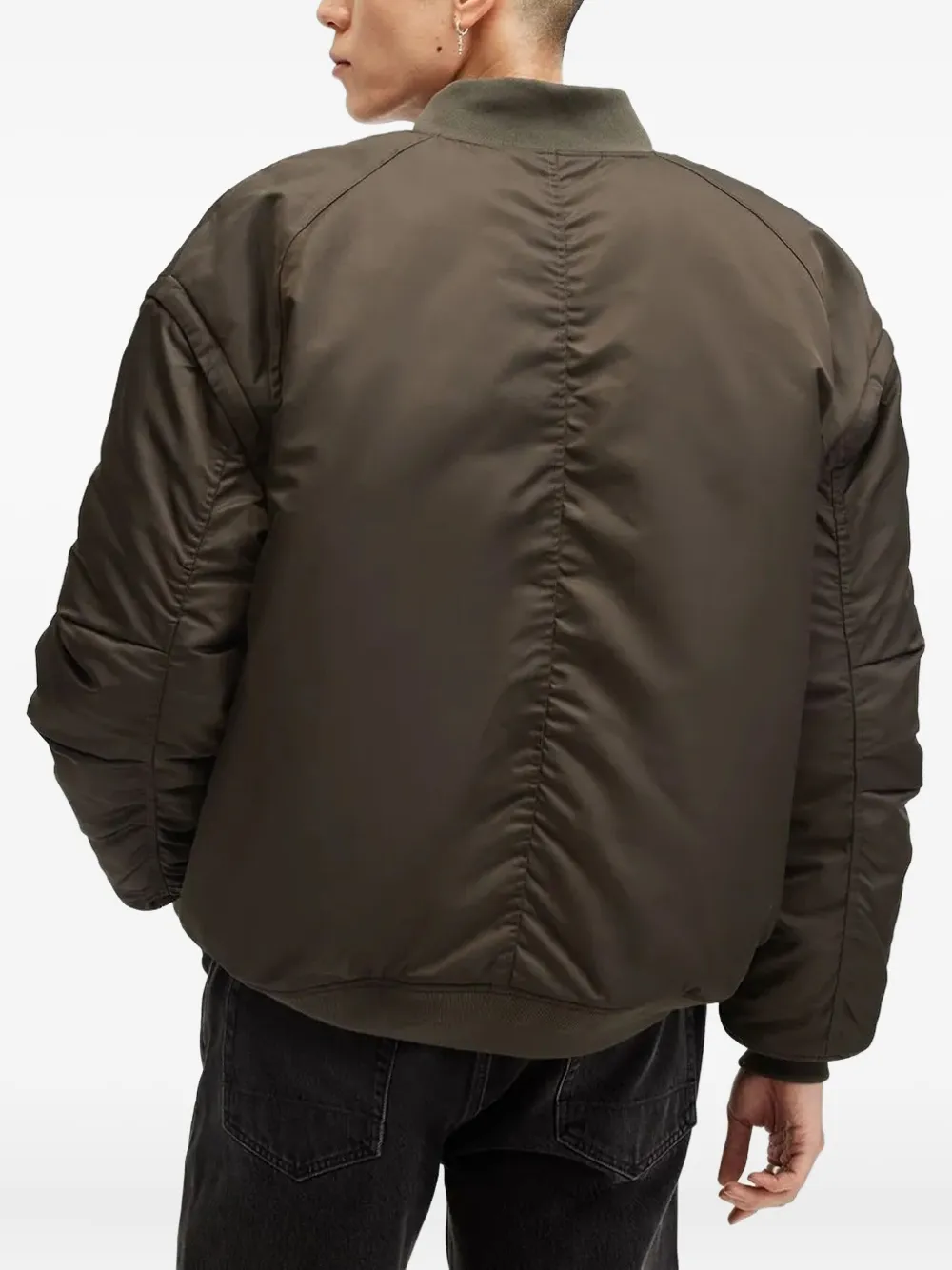 Allsaints Hawk Insulated Nylon Bomber Jacket In Brown