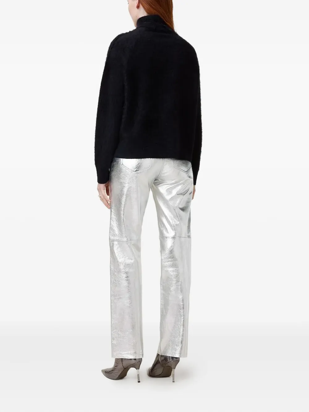 AllSaints metallic-leather straight-leg trousers - Grijs