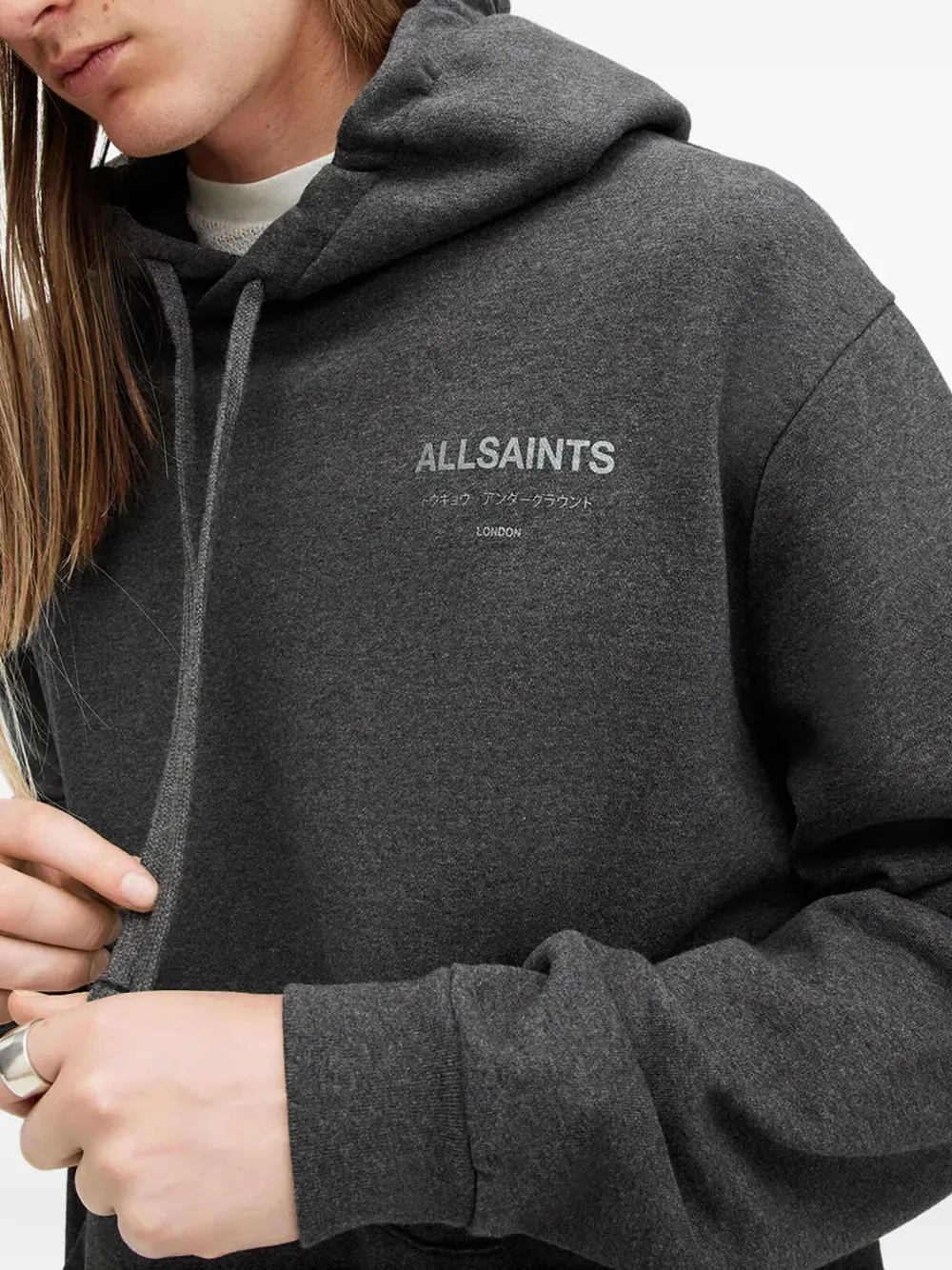 AllSaints Underground Oth hoodie Grijs