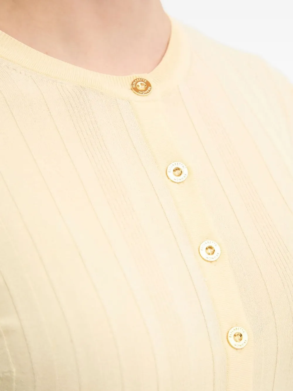 Elisabetta Franchi Ribbed Button Cardigan In Neutral