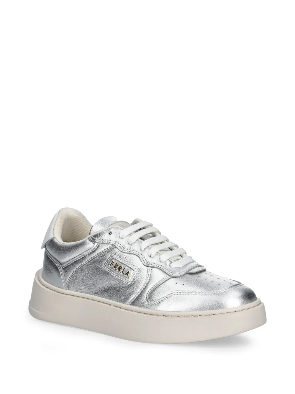 Furla metallic effect trainers Silver