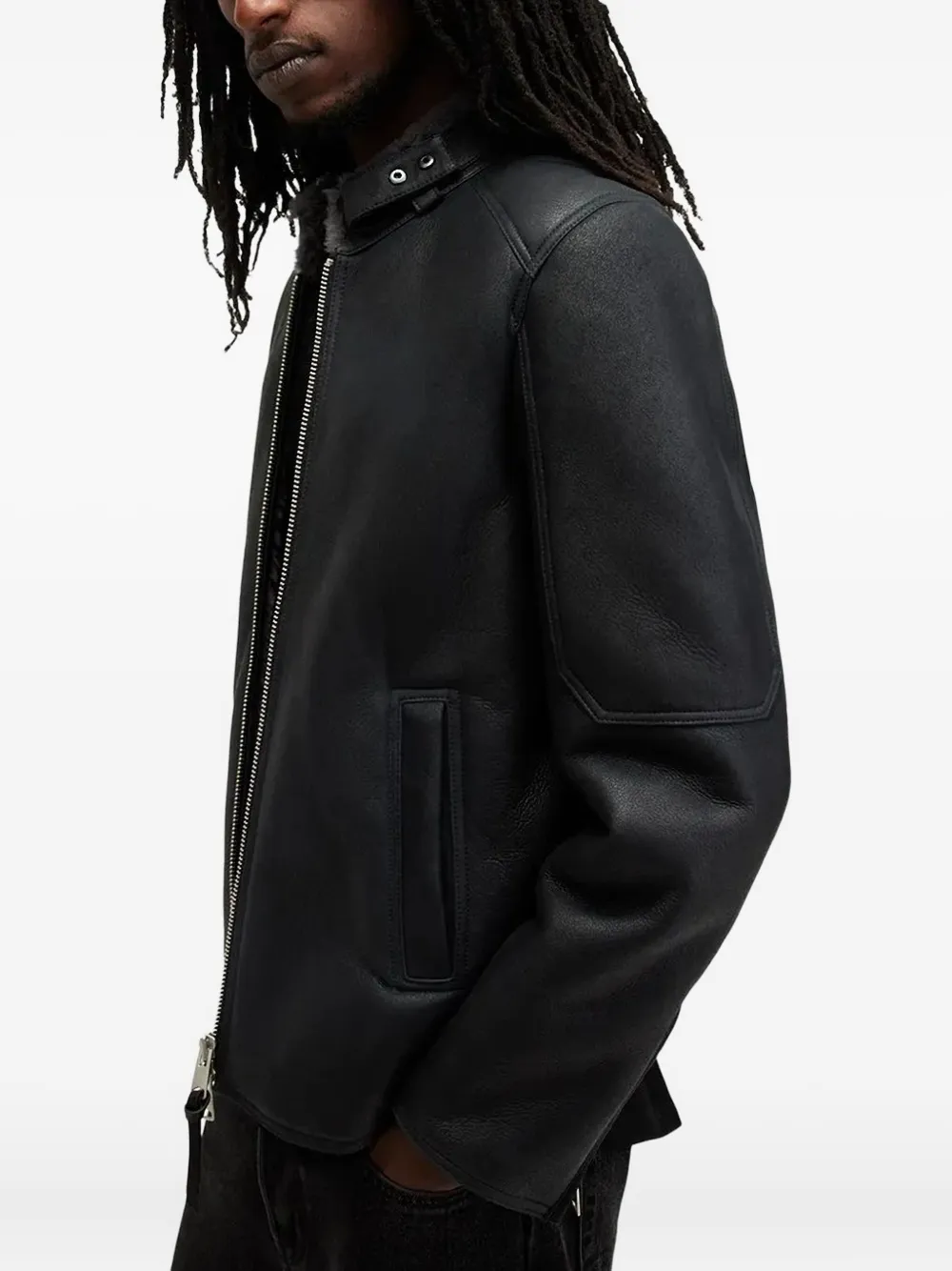  Allsaints Leather Zip-front Jacket - Black 
