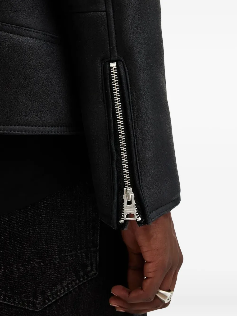 AllSaints Leren jack Zwart
