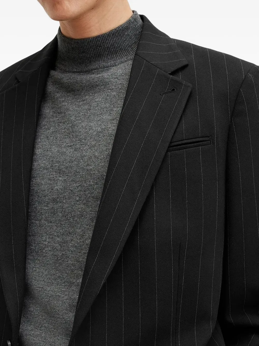 AllSaints Heddon blazer met krijtstreep en enkele rij knopen Zwart