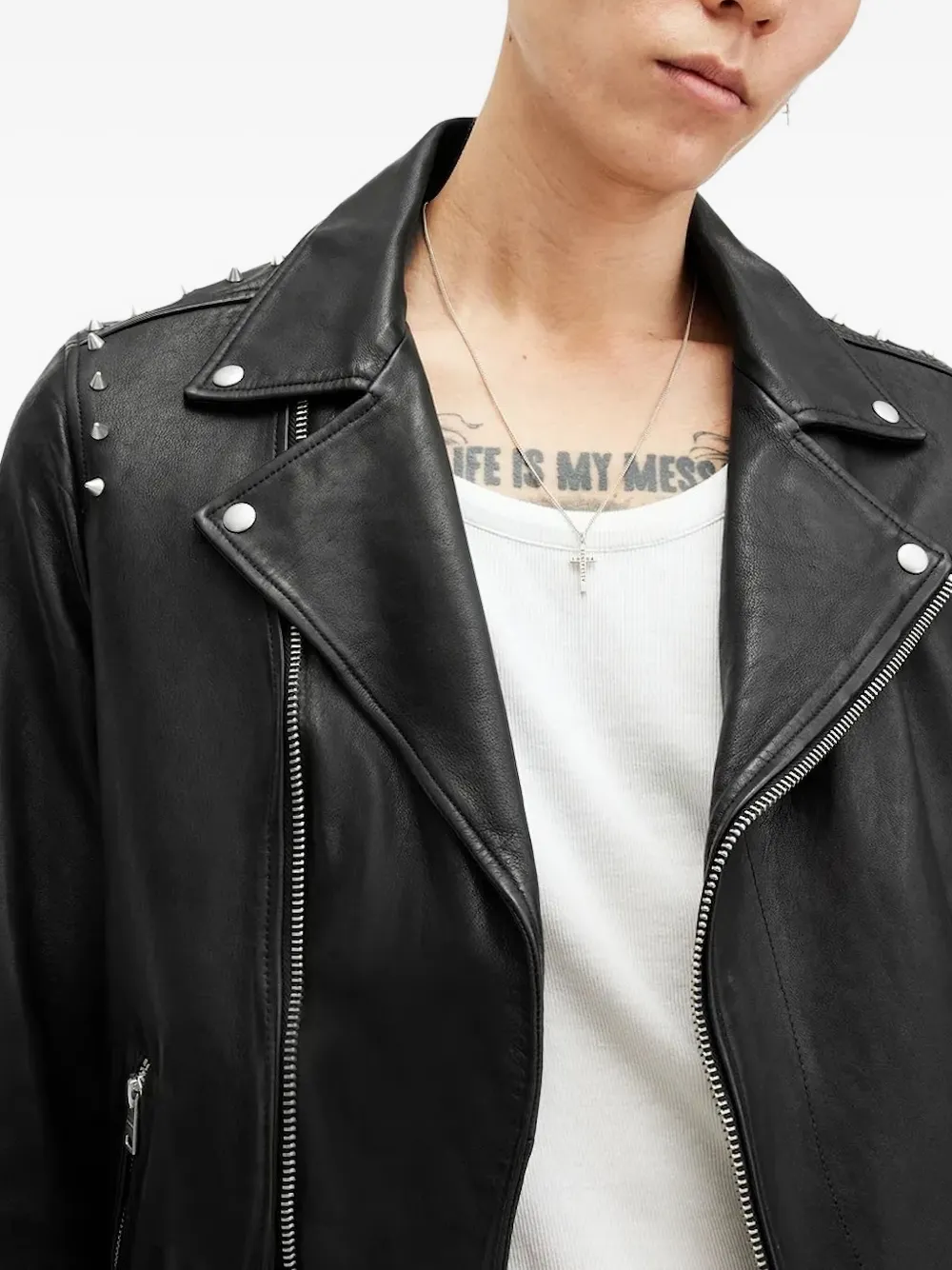 AllSaints Bikerjack met studs Zwart