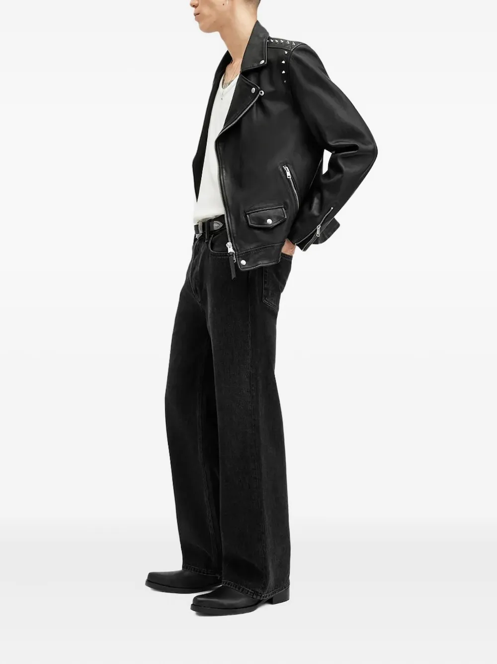 AllSaints Bikerjack met studs Zwart