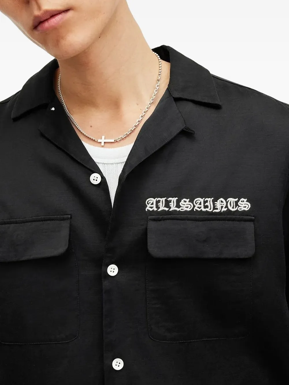 AllSaints Overhemd met geborduurd logo Zwart