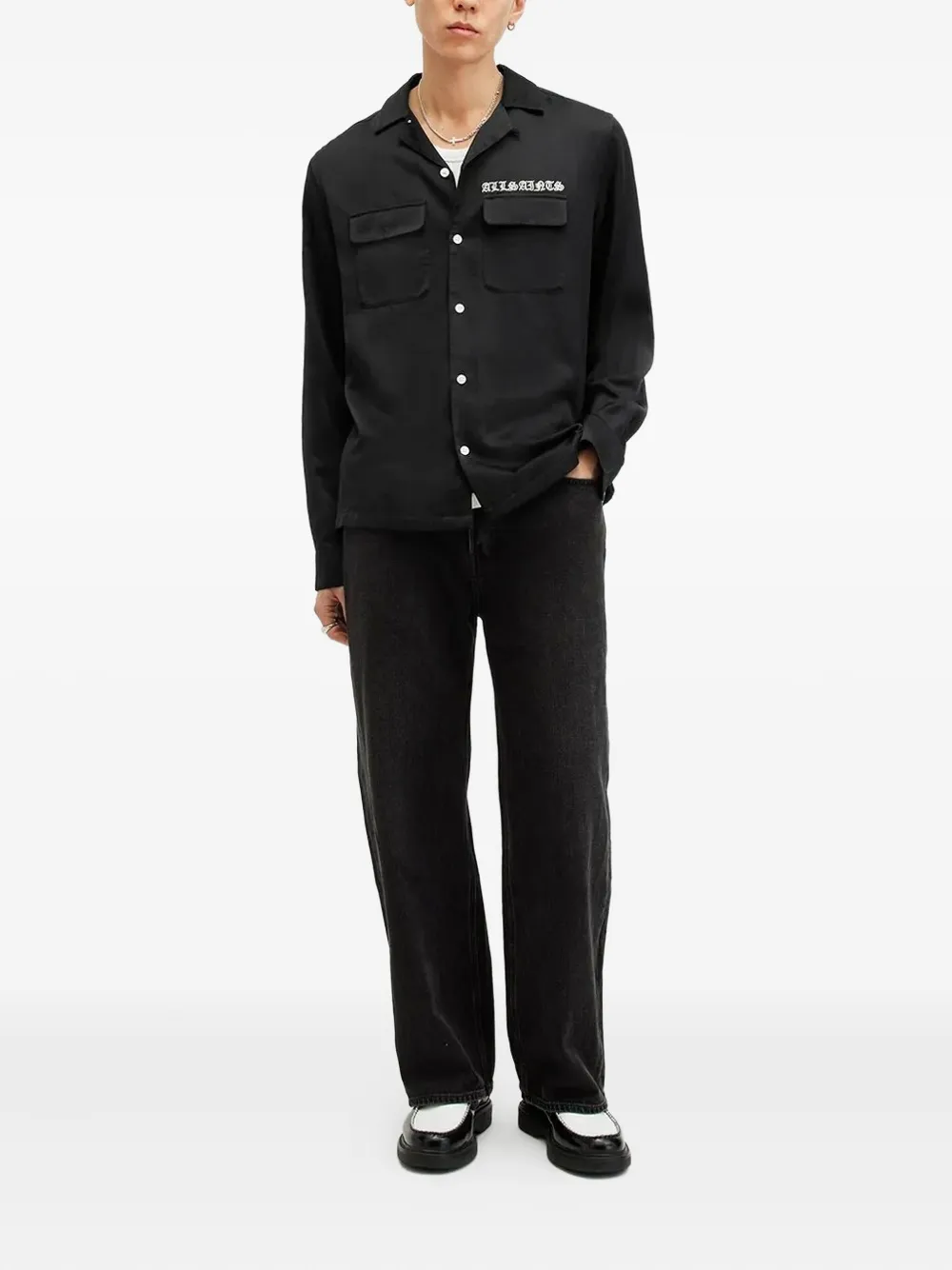 AllSaints Overhemd met geborduurd logo - Zwart