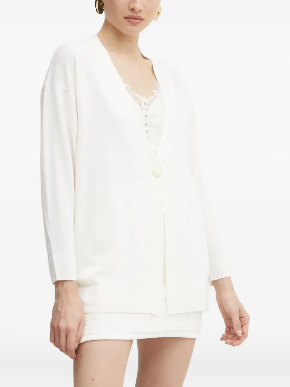 Armani Exchange single-button cardigan - Bianco