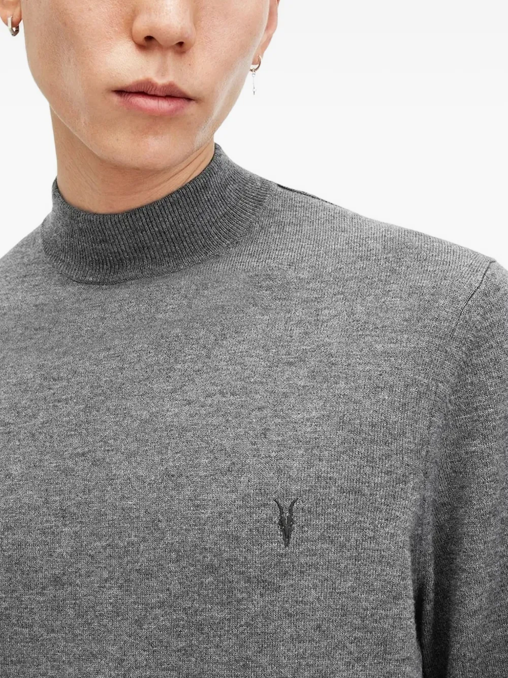 Allsaints Turtleneck Logo Sweater In Burgundy