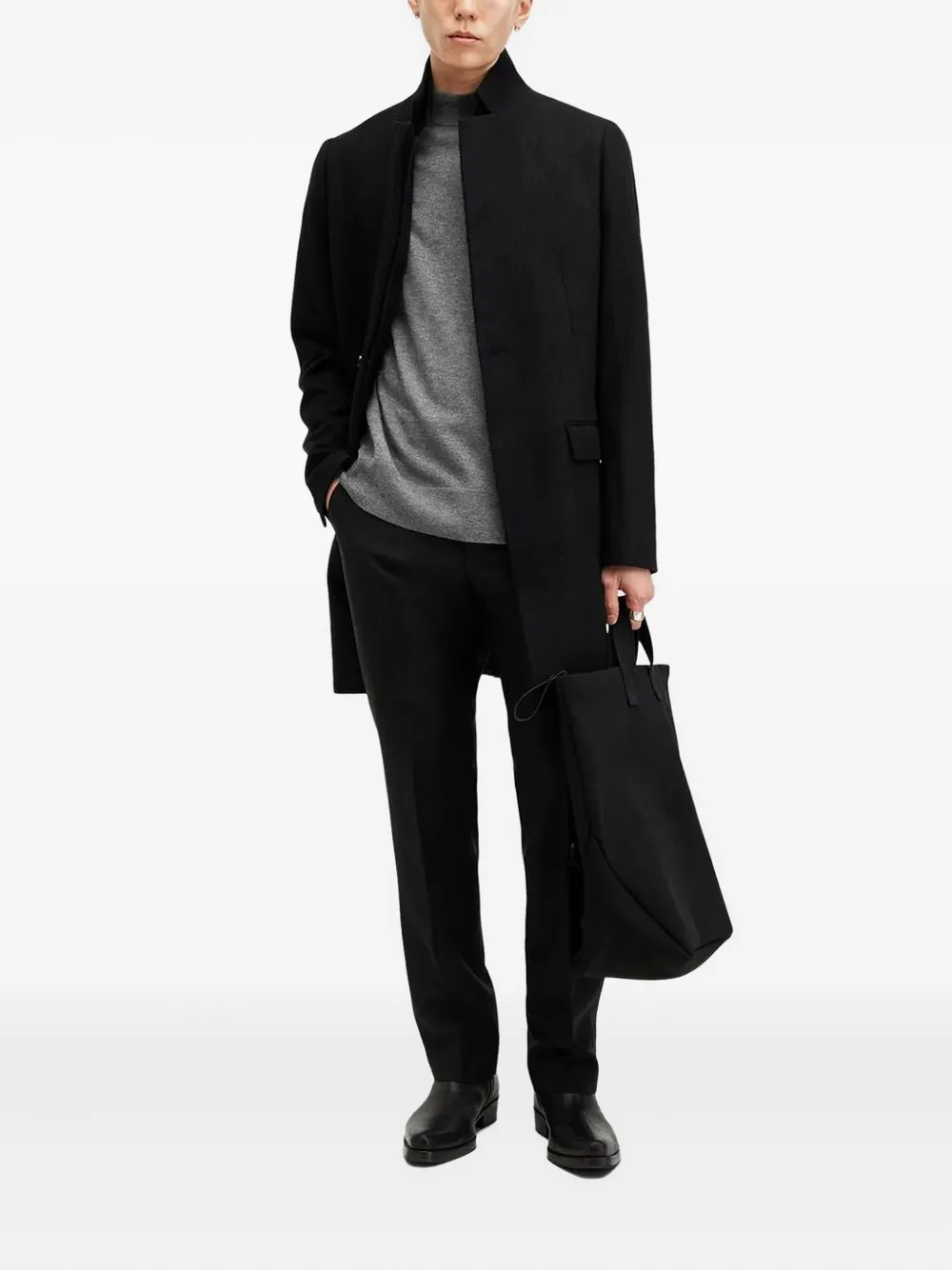 AllSaints turtleneck logo sweater - Grijs