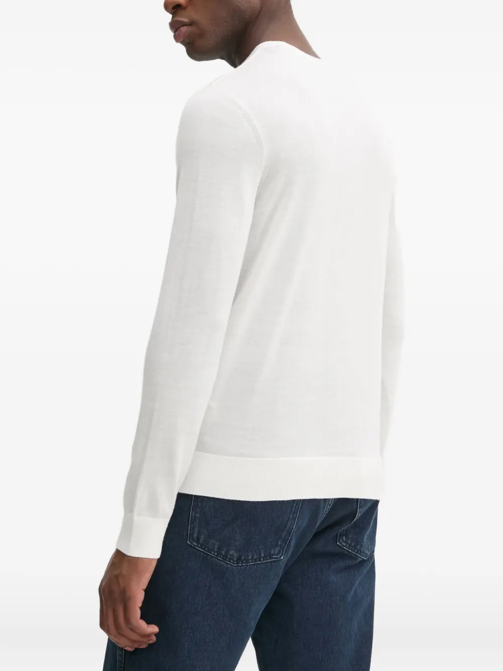 Armani Exchange Logo-embroidered Crew-neck Sweater In White