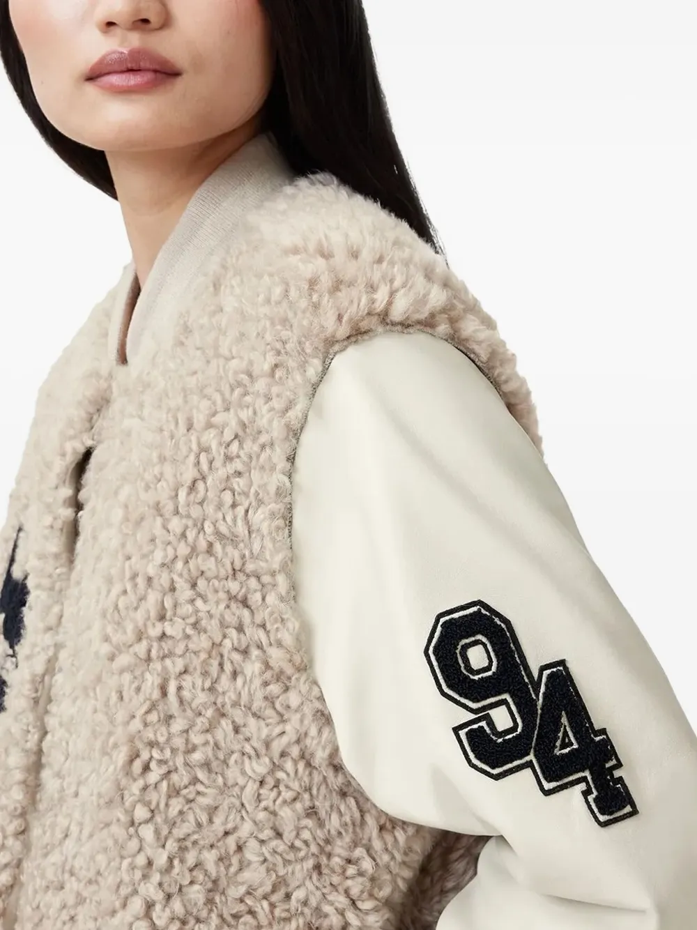Allsaints Valerie Mixed Media Genuine Shearling Jacket In Gray