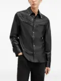 AllSaints leather point-collar shirt - Black