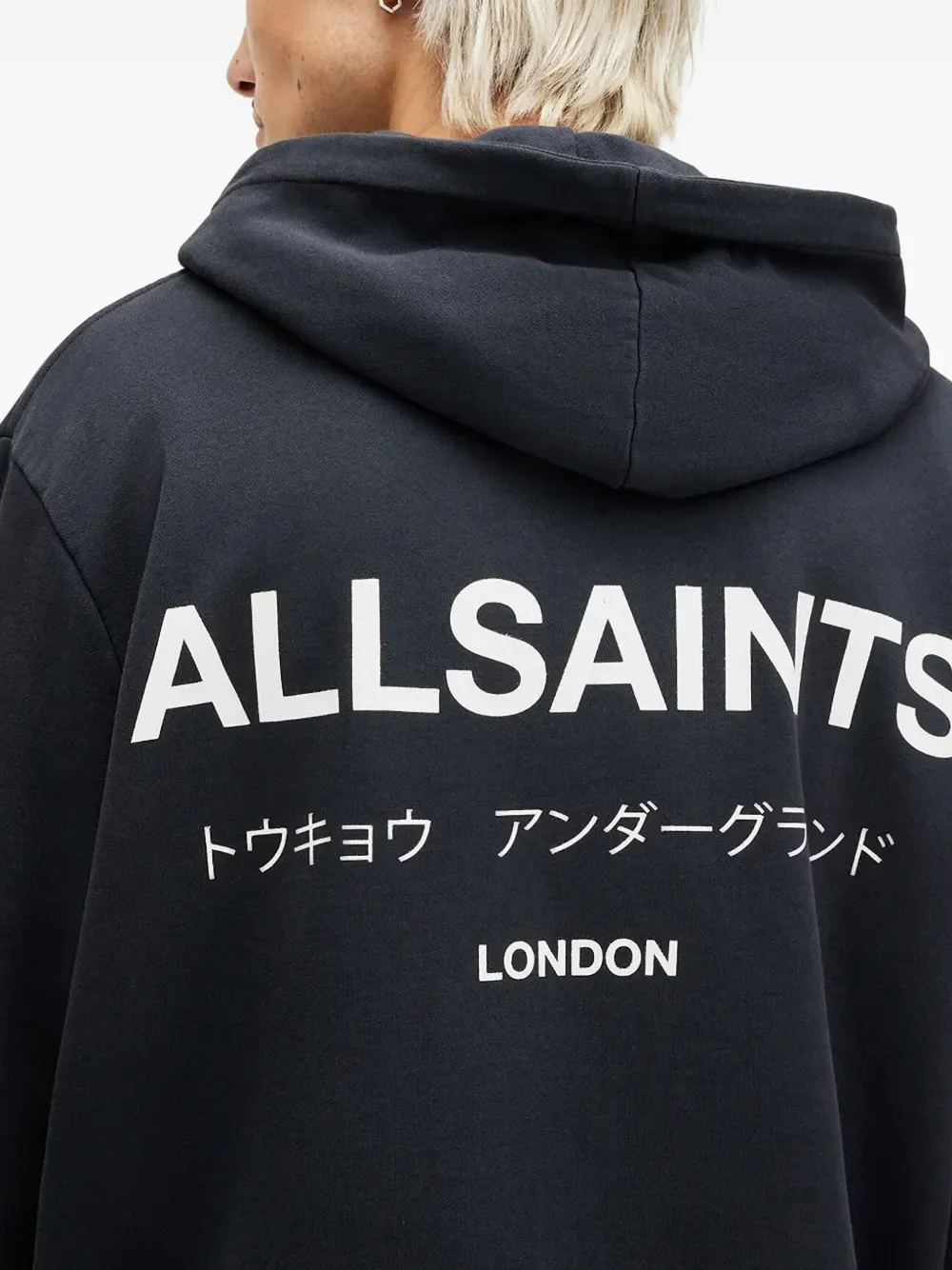 AllSaints Hoodie met logoprint Blauw