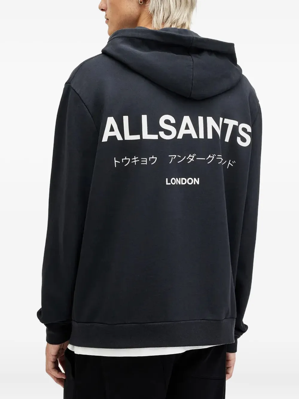 AllSaints Hoodie met logoprint Blauw