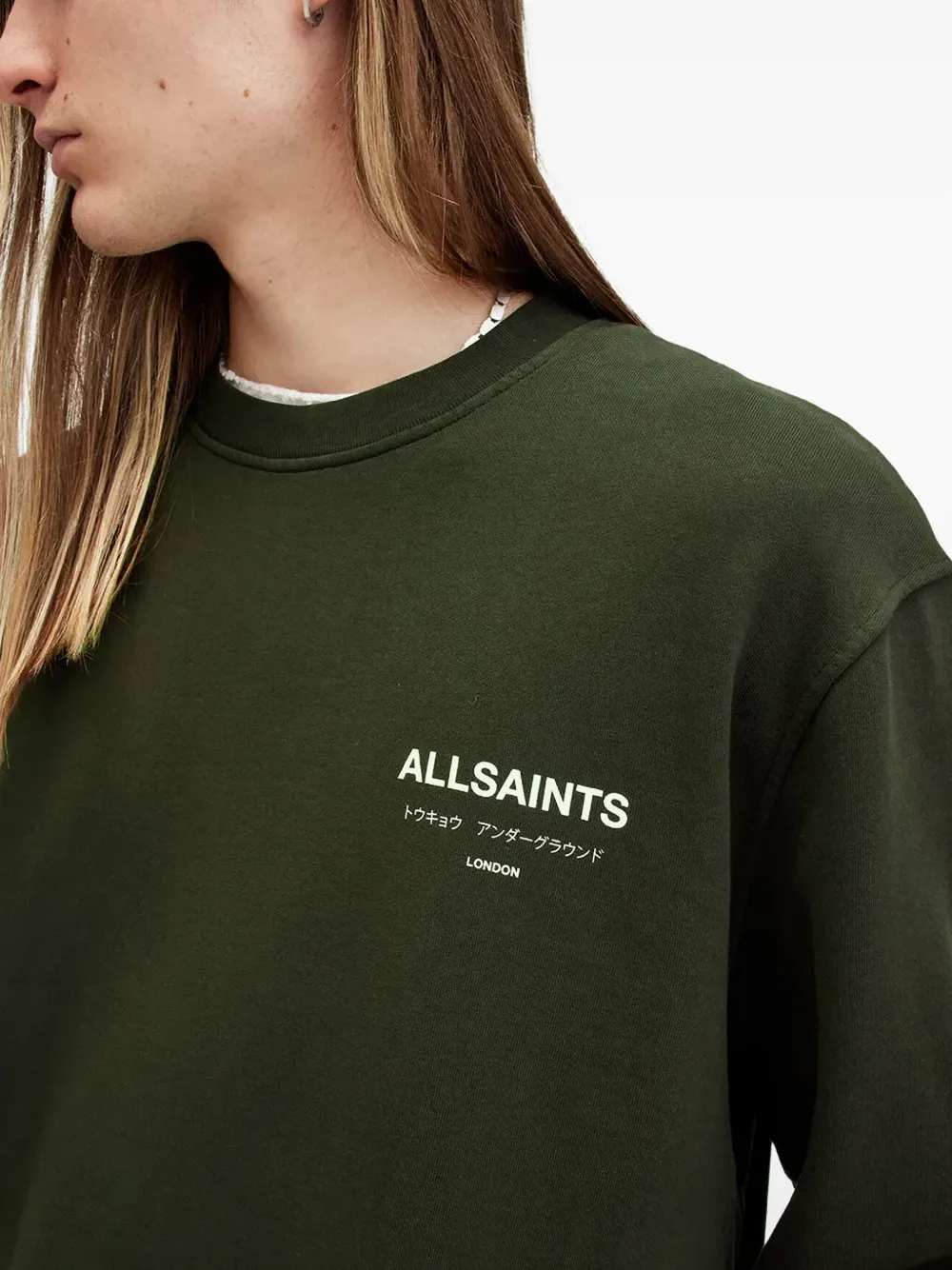 AllSaints Sweater met logoprint Groen