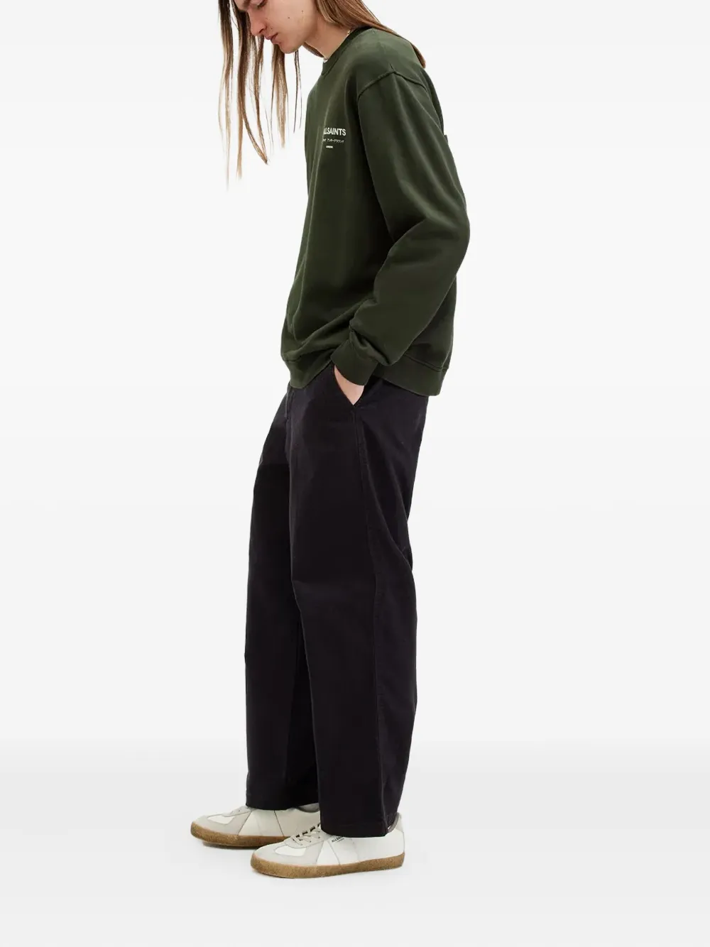 AllSaints logo-print sweatshirt - Groen