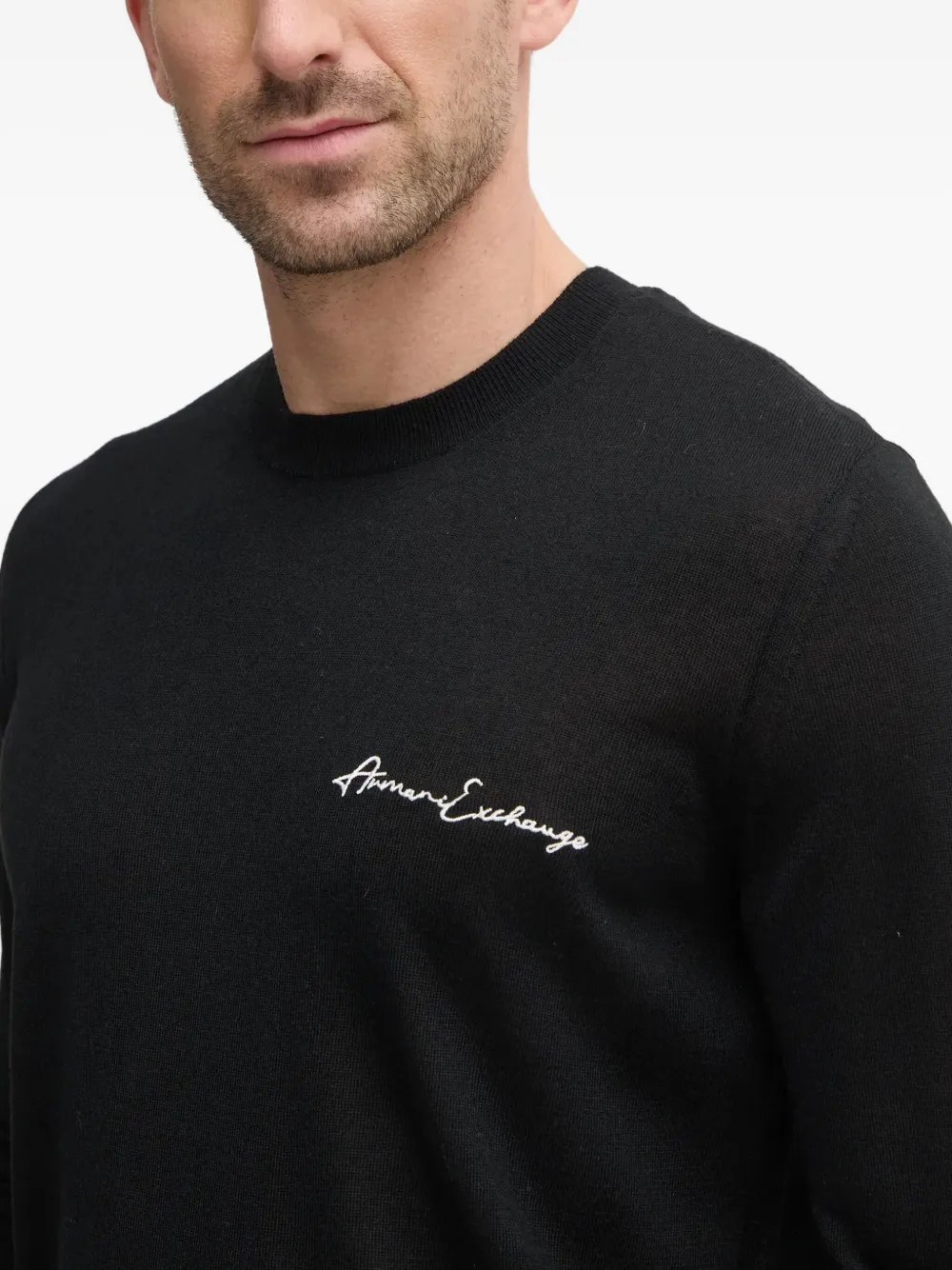 Armani Exchange Trui met geborduurd logo Zwart