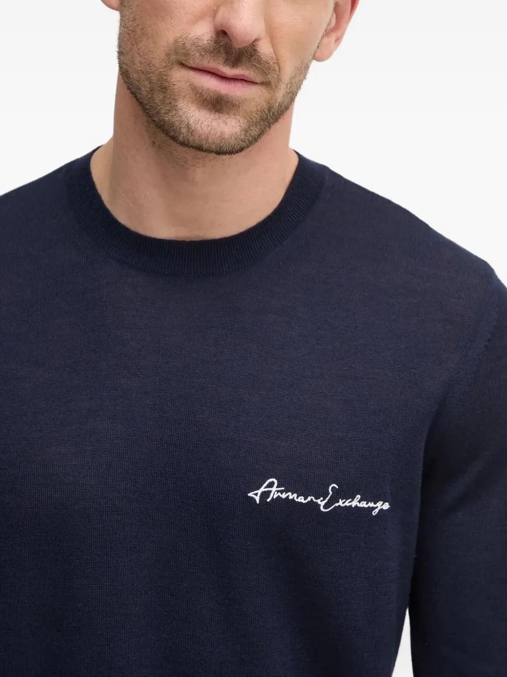 Armani Exchange Trui met geborduurd logo Blauw