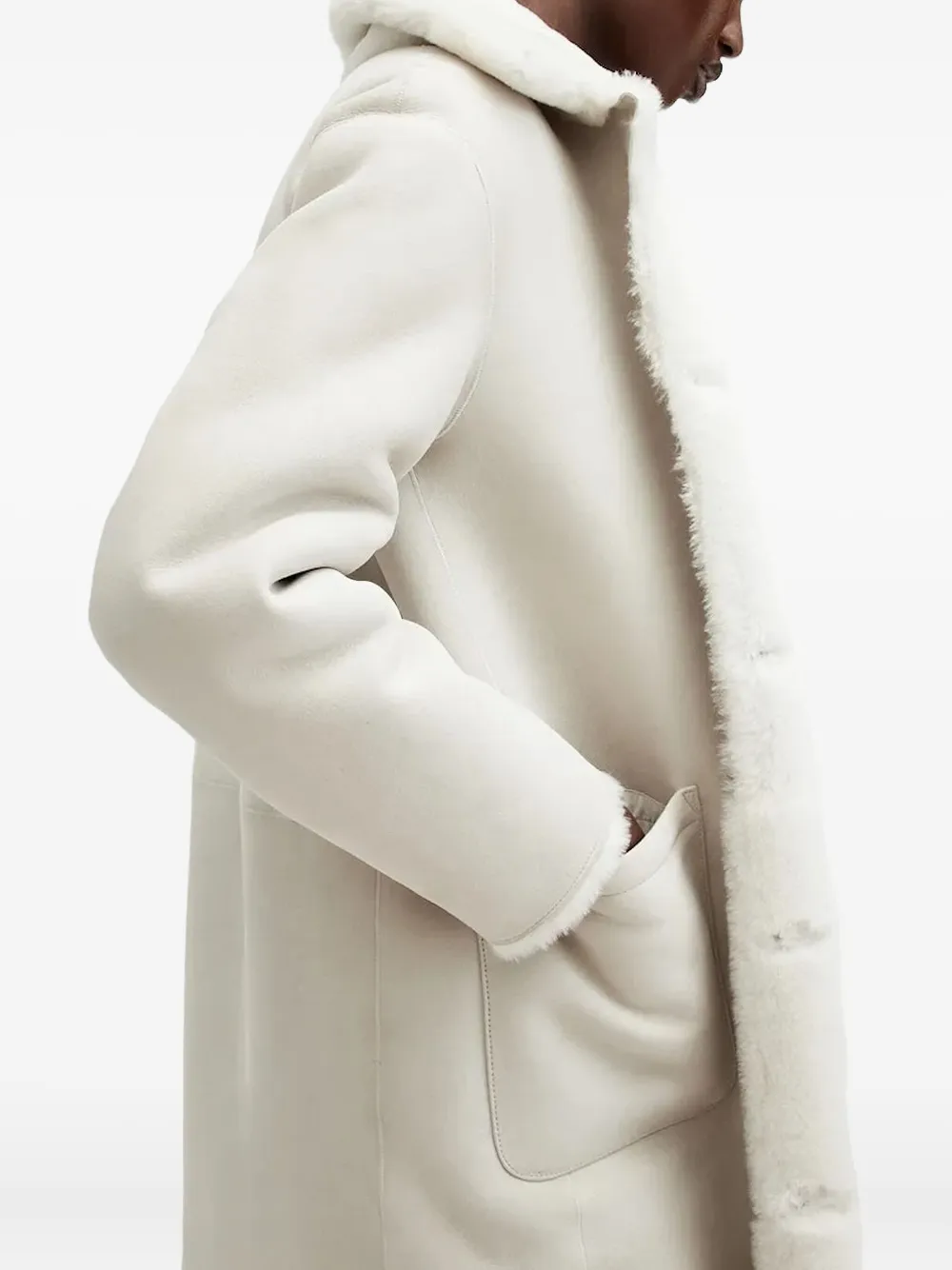AllSaints Omkeerbare jas met hoge hals Beige