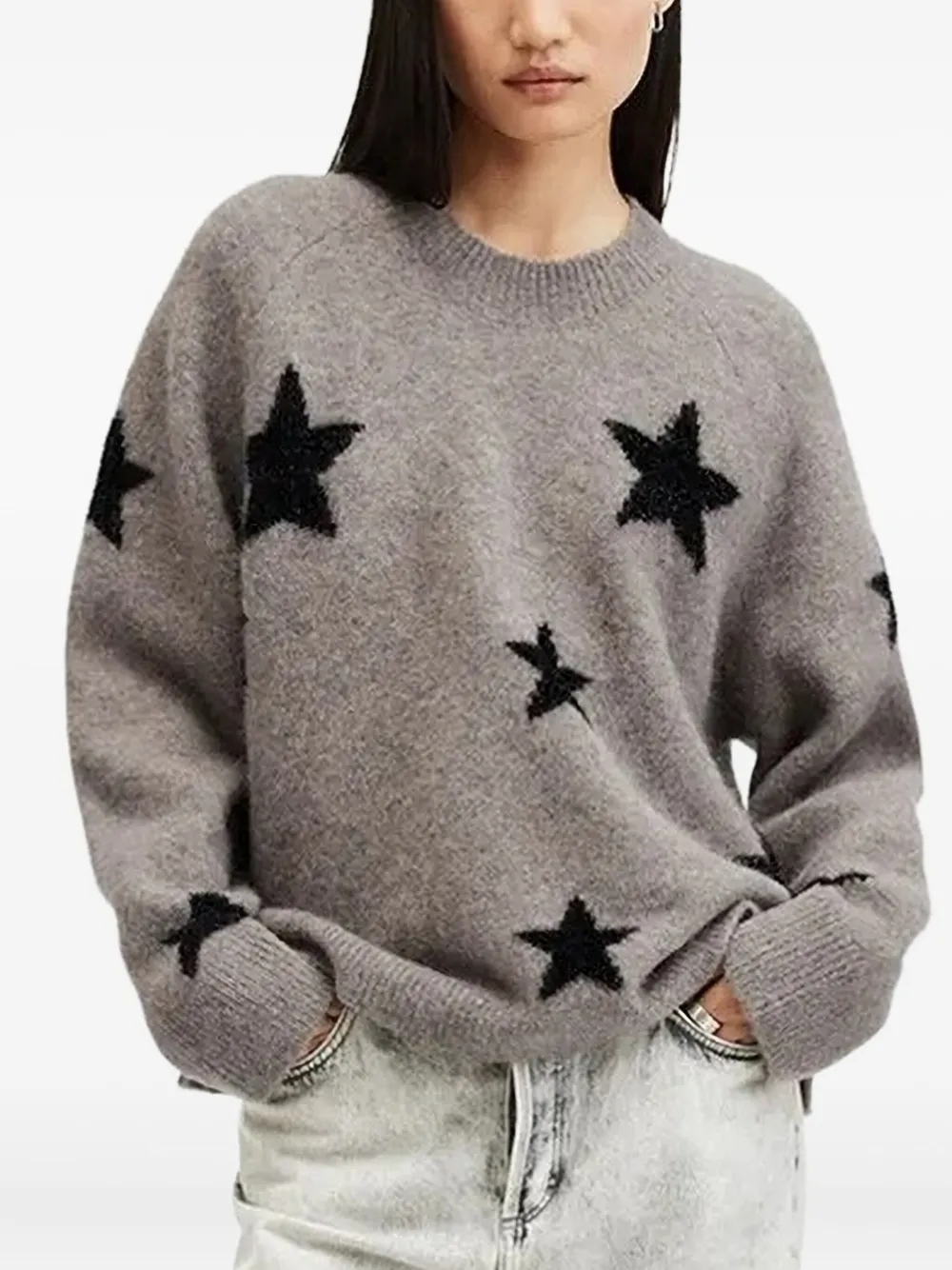 AllSaints star-embellished crew-neck sweater | Brown | Image 1