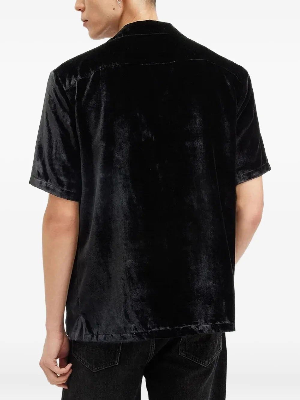 AllSaints Runa fluwelen overhemd met korte mouwen Zwart