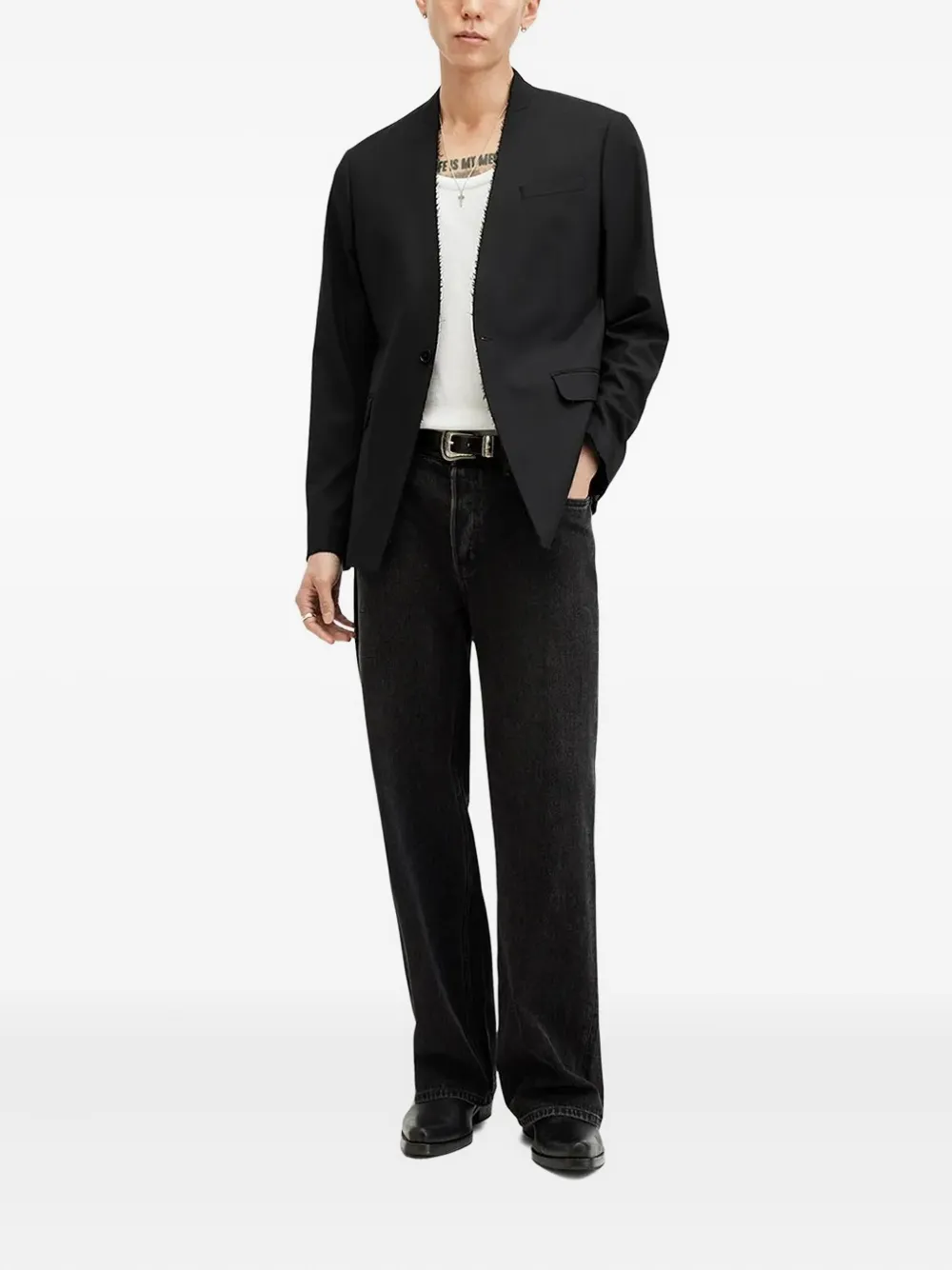 AllSaints frayed-edge single-breasted blazer | Blazers | Image 2