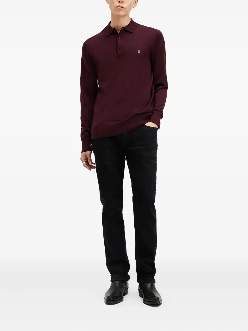 AllSaints long-sleeve polo-collar sweater - Rood