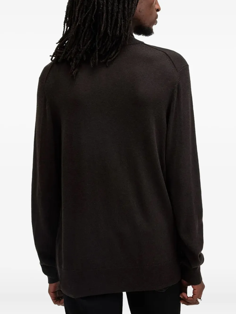 Allsaints Kilburn Funnel Neck Quarter Zip Sweater In Brown