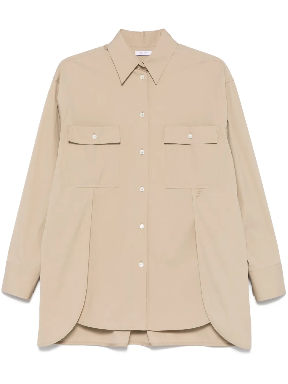 Ferragamo Blouse met geborduurd logo Beige