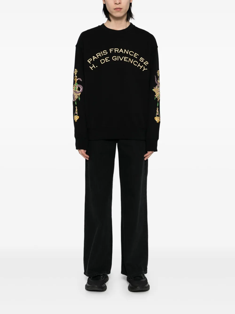 Givenchy logo-embroidered sweatshirt - Zwart