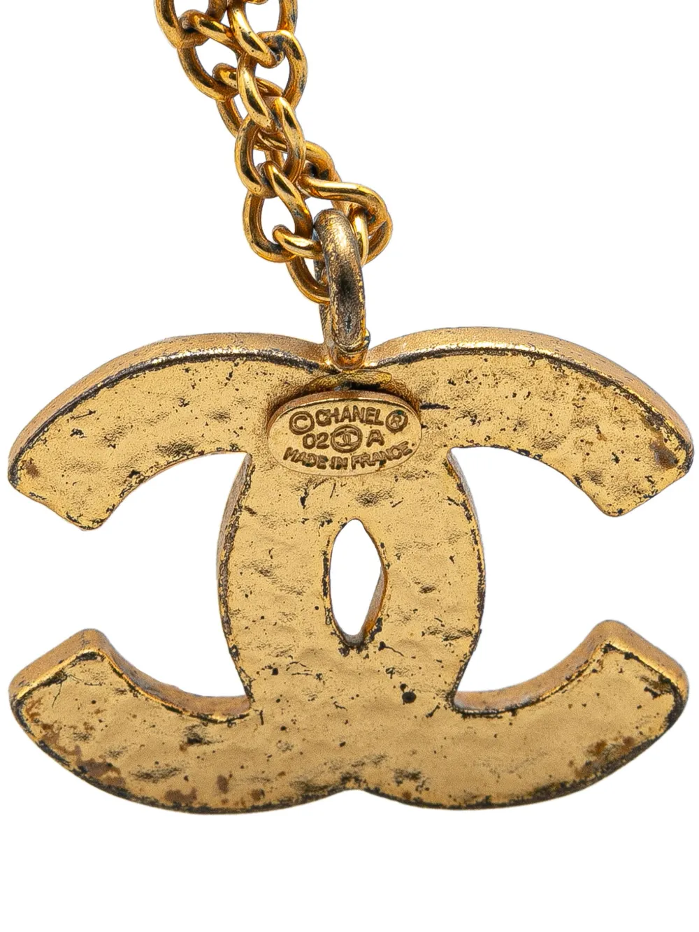 CHANEL Pre-Owned 2002 vergulde halsketting met CC-hanger met email - Zwart