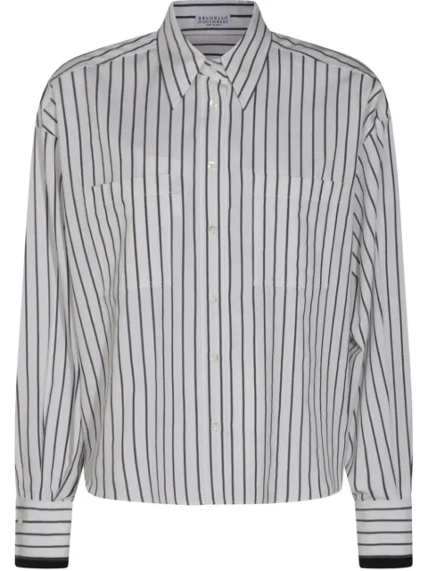Brunello Cucinelli camisa con rayas estampadas