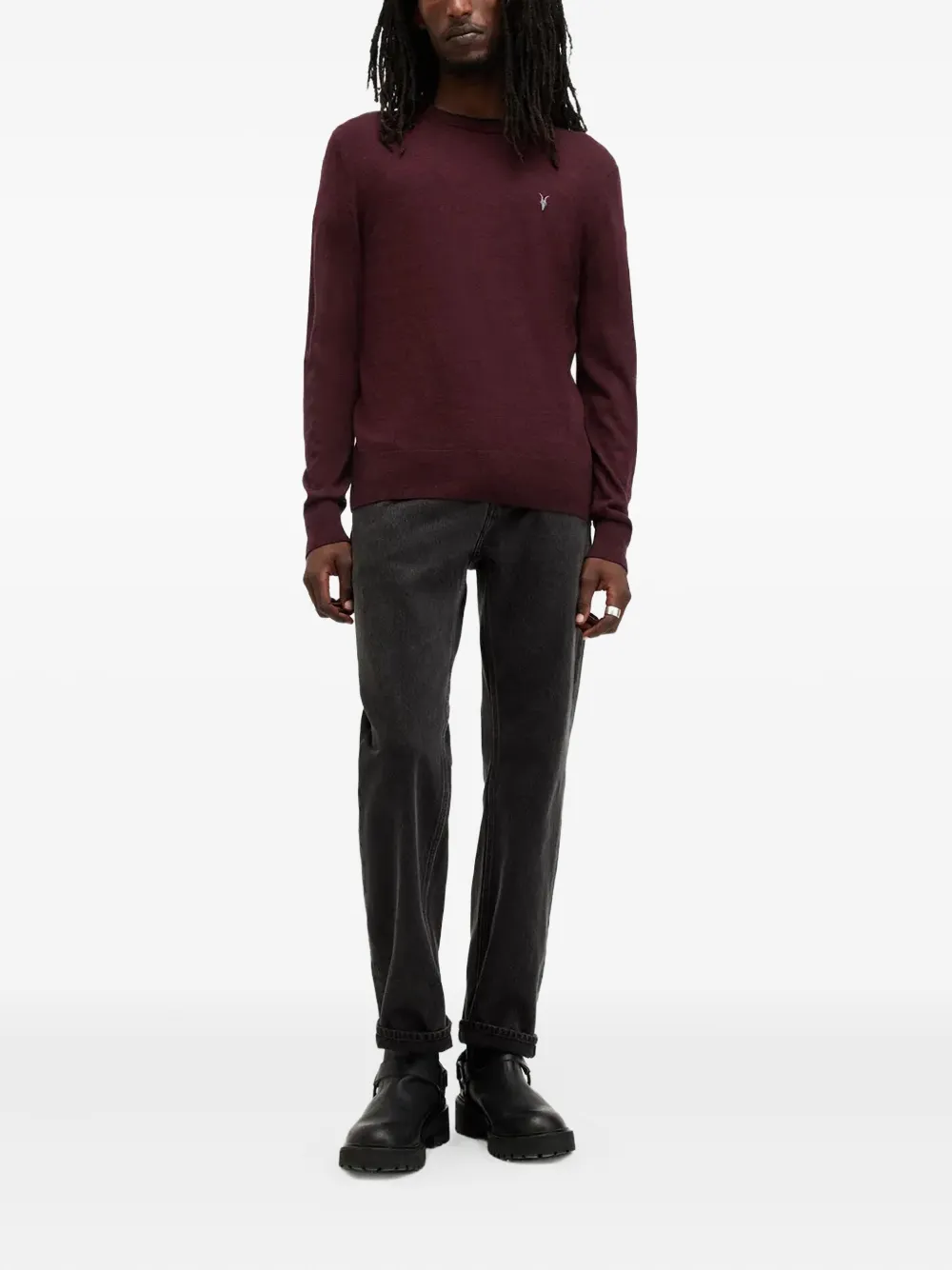 AllSaints Trui met geborduurd logo en ronde hals - Rood