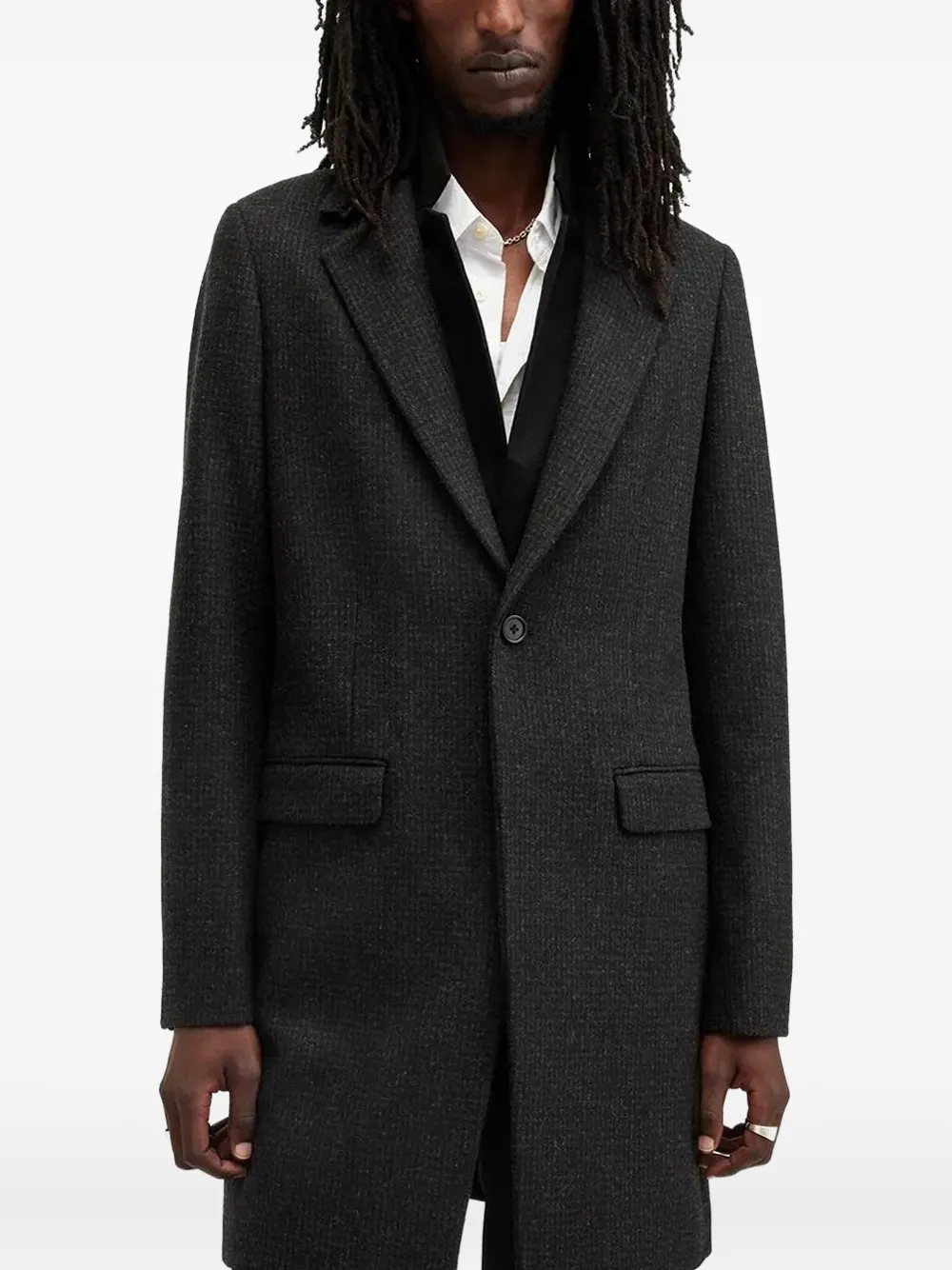 Allsaints Wixx Single-breasted Wool Coat In Black