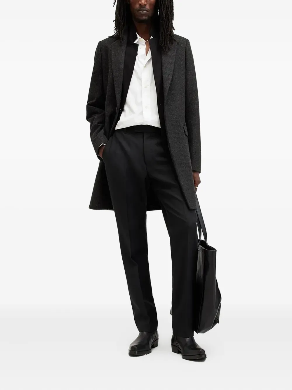 Allsaints Wixx Single-breasted Wool Coat In Black