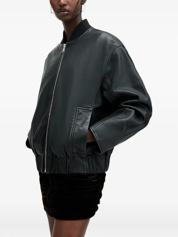 AllSaints Yara レザーボンバージャケット | ブラック | FARFETCH JP