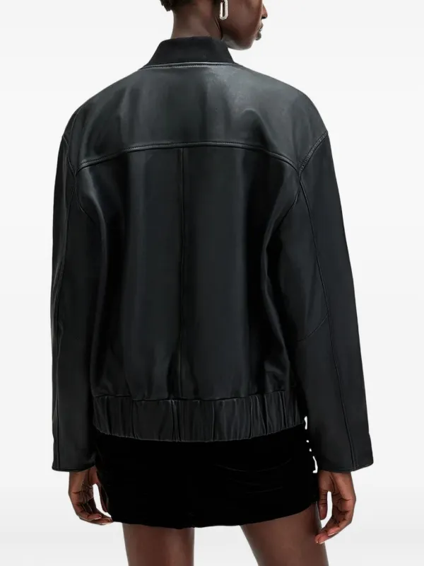 AllSaints Yara レザーボンバージャケット | ブラック | FARFETCH JP