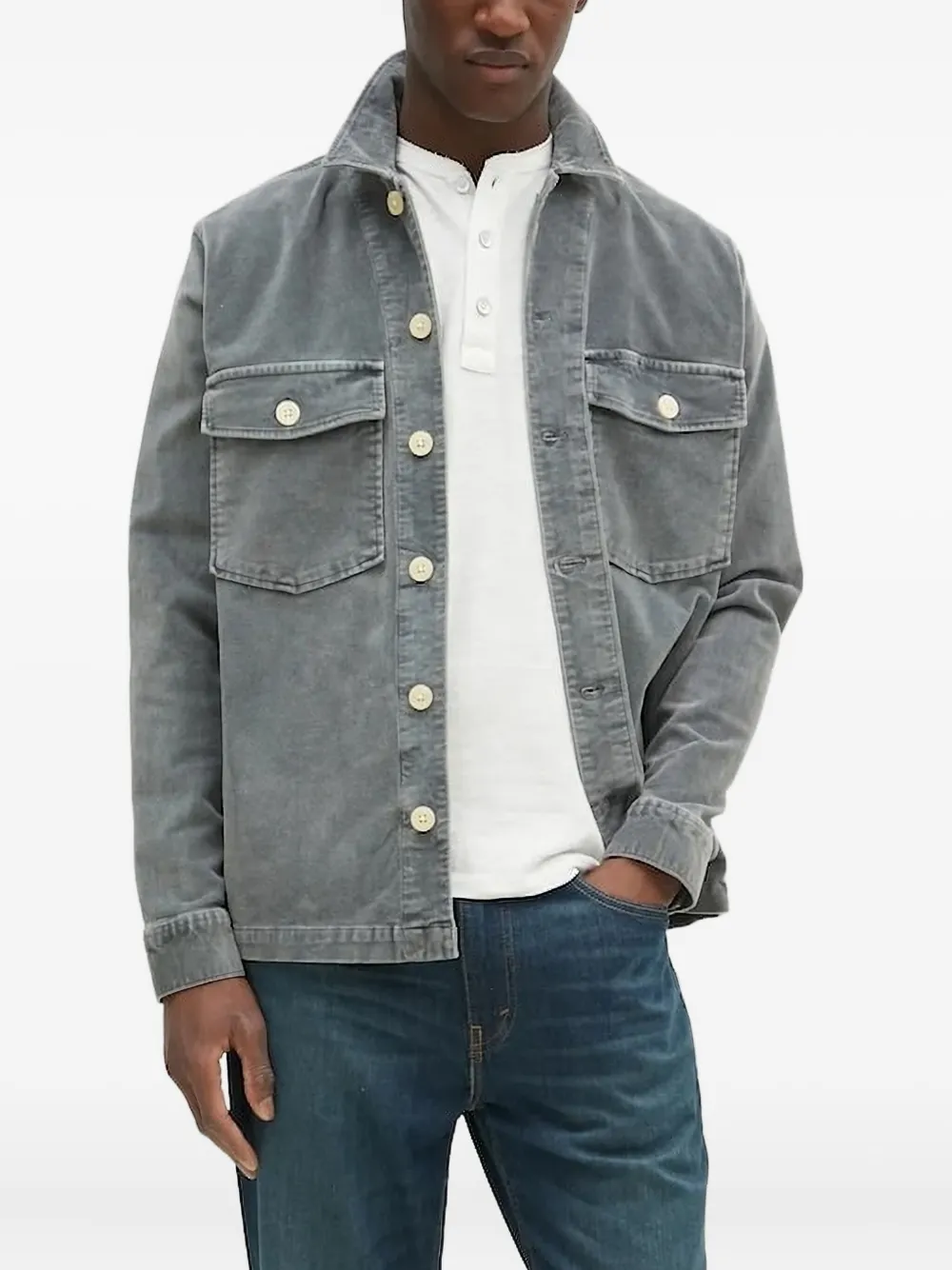 AllSaints button-down pocket shirt jacket | Blue | Image 1
