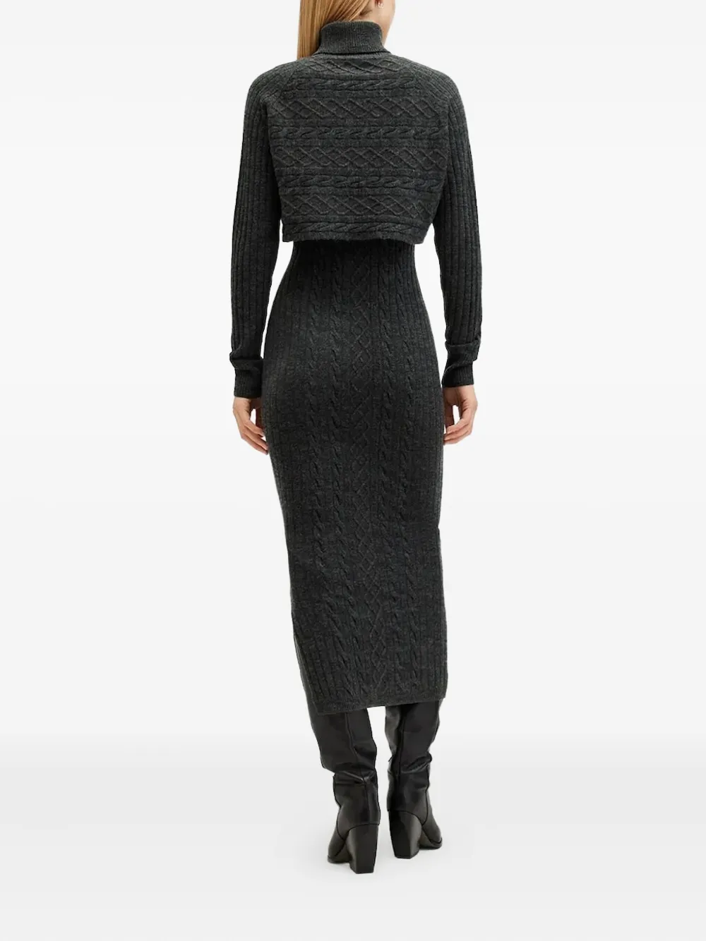 AllSaints Muriel kabelgebreide midi-jurk Zwart