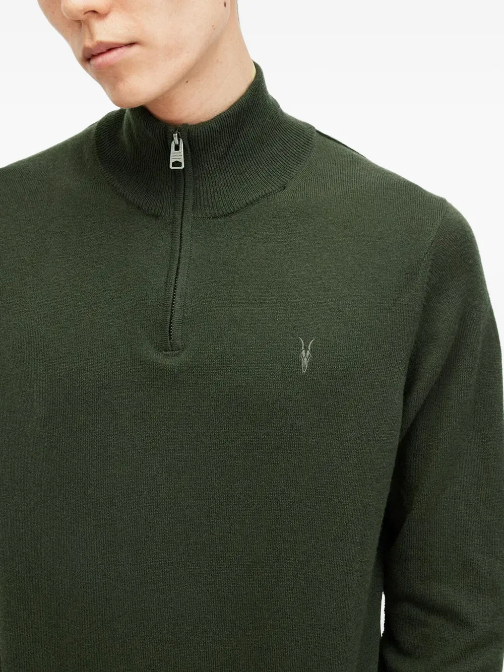 AllSaints Trui met hoge hals en rits Groen